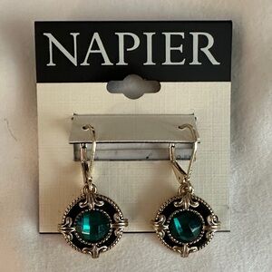Napier Gold and Emerald Green Round Earrings